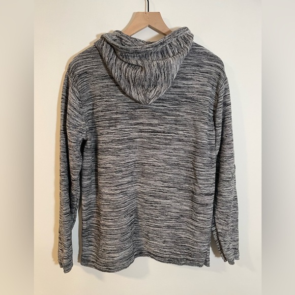 1897 Mens Hooded Knit Sweater Black & White Marbled Size Large Bohemian Boho - Picture 4 of 9